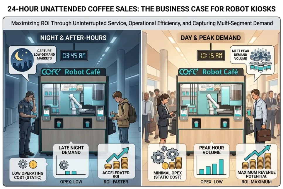 24 hour unattended coffee sales the business case for robot kiosks