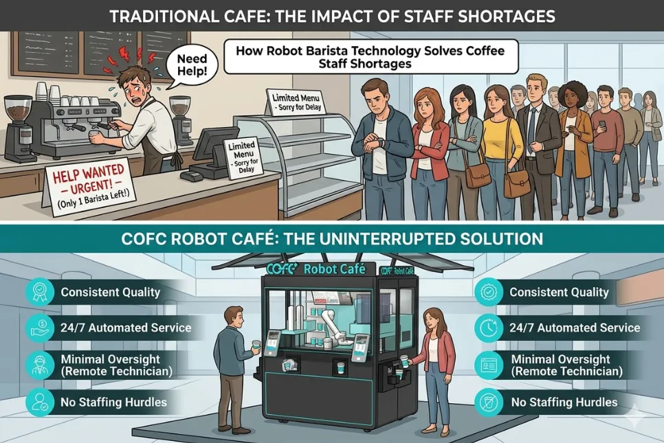 how robot barista technology solves coffee staff shortages