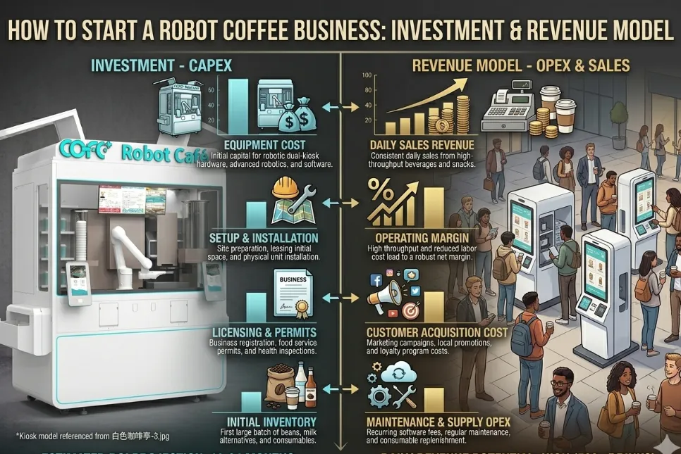 how to start a robot coffee business investment & revenue model