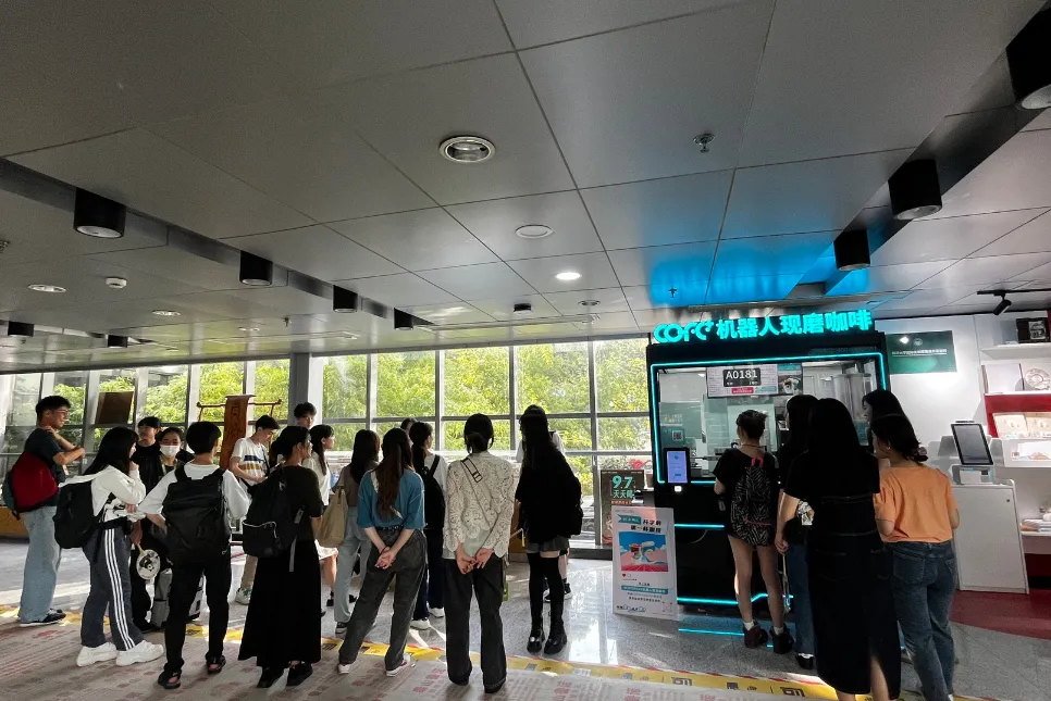 robot coffee kiosk for university campuses 1,000 cups day, zero staff