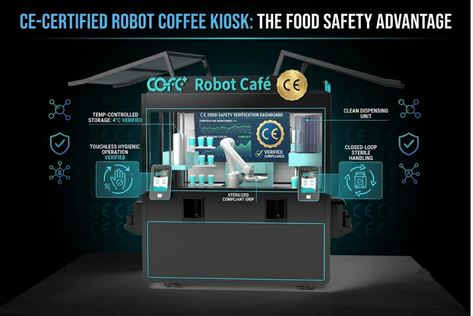 ce kiosque à café robot certifié offre l'avantage de la sécurité alimentaire